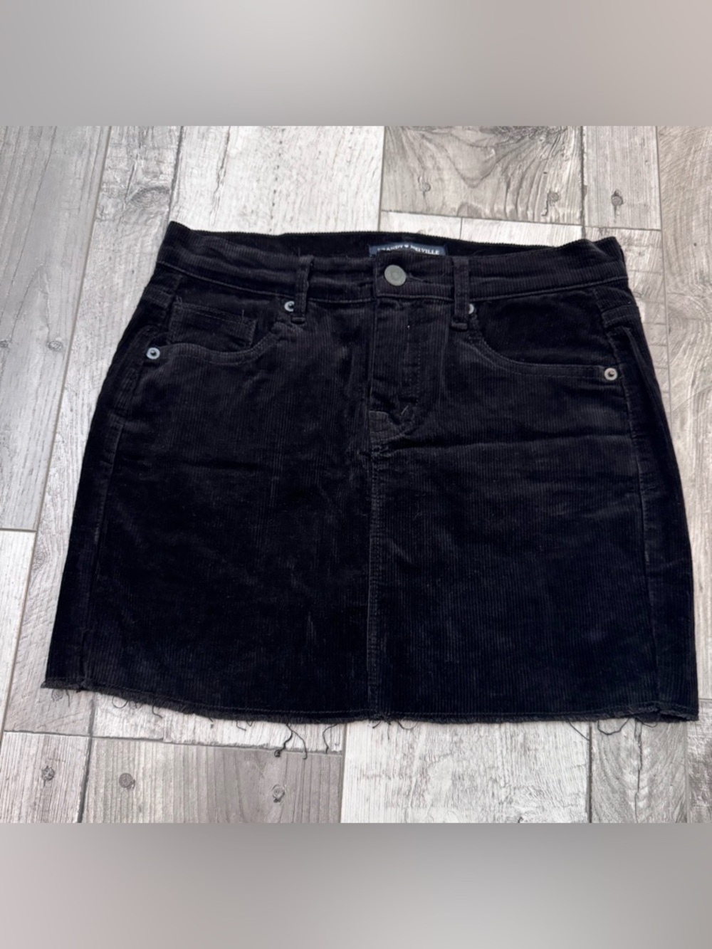 Brandy Melville Black Corduroy Mini Skirt Small Raw Hem